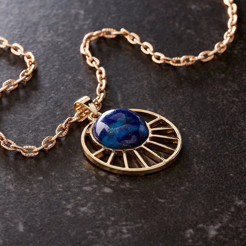 Blue & Gold Lapis Sun Pendant by Bead Landing™