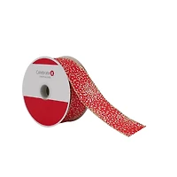 1.5" x 30ft. Red & Gold Dots Wired Ribbon by Celebrate It®