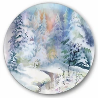 Designart - Winter Landscape With Snowy River I