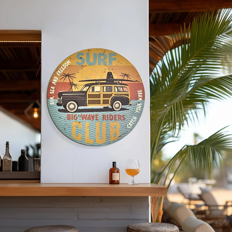 American Art Decor Surf Club Round MDF Wall Plaque - 20" x 20" x 0.35"