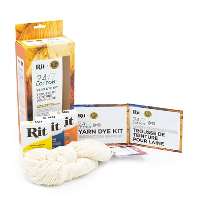 Lion Brand® Yarn Tangerine, Golden Yellow & Blue 24/7 Cotton® Yarn Rit® Kit