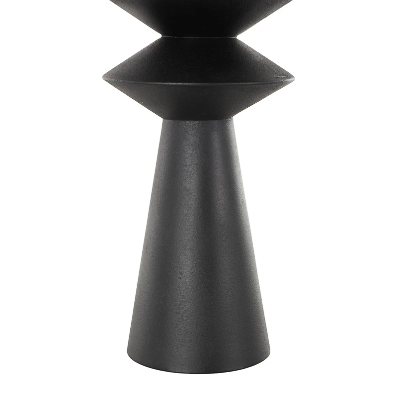 26" Black Fluted Metal Art Deco Vase