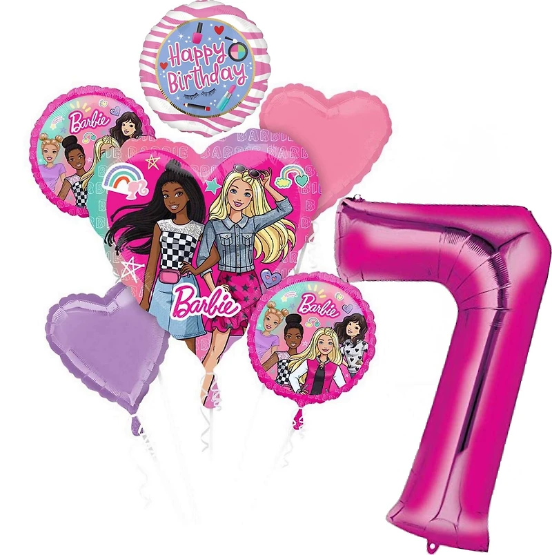 Barbie Birthday Age Foil Balloon Bouquet