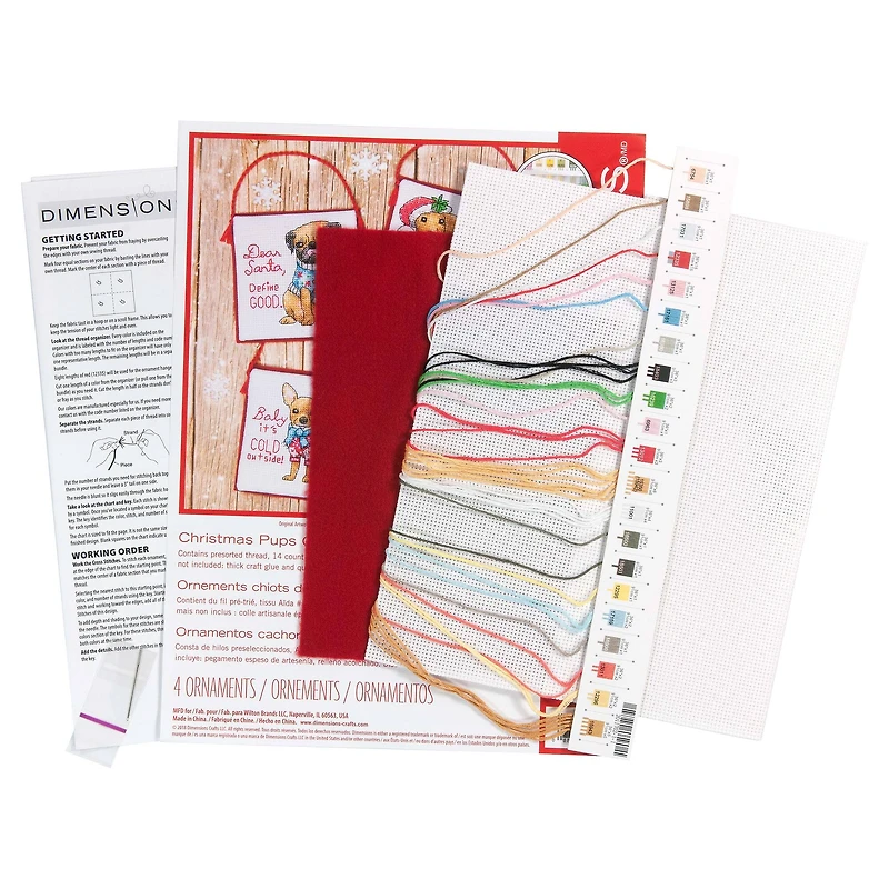 Dimensions® Counted Cross Stitch Kit, Christmas Pups Ornaments