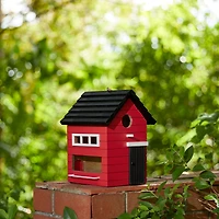 Glitzhome® 10.25" Modern Red Wood Garden Birdhouse