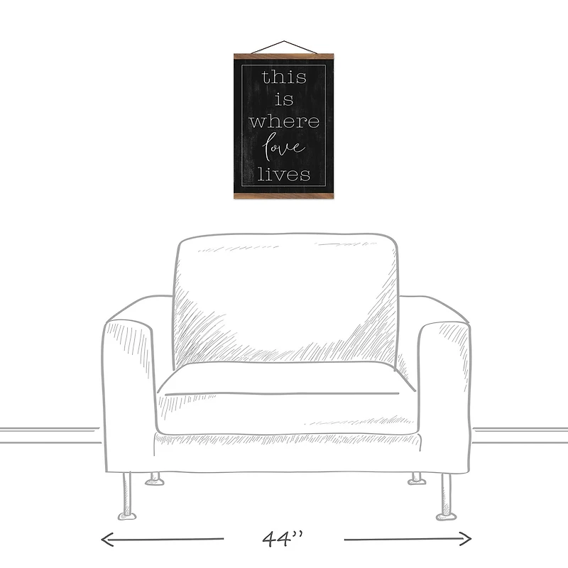 This is Where Love Lives Teak Hanging Canvas