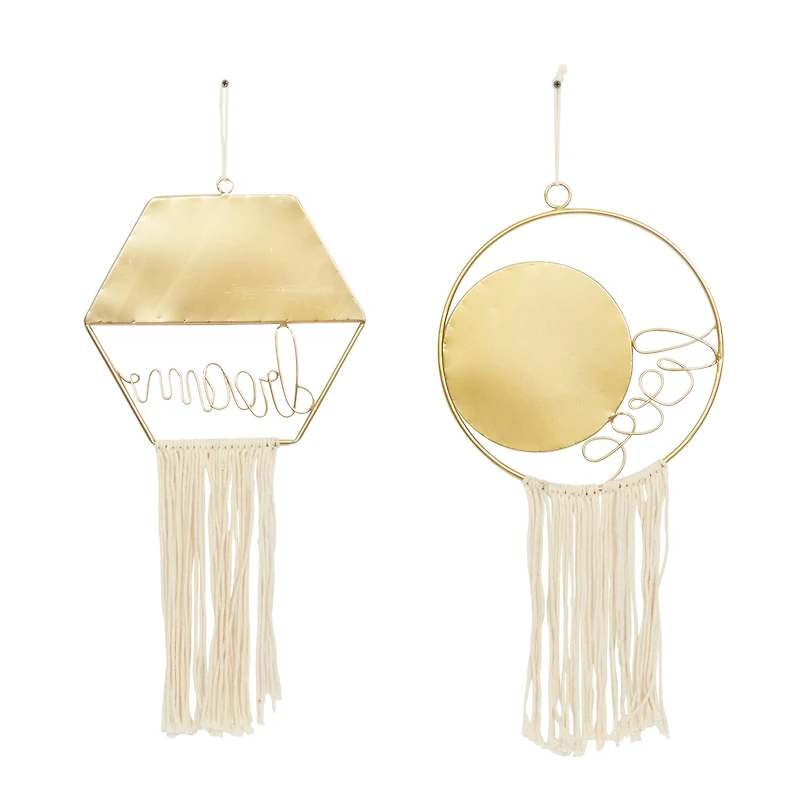 Gold Metal Contemporary Hanging Wall Mirrors Set