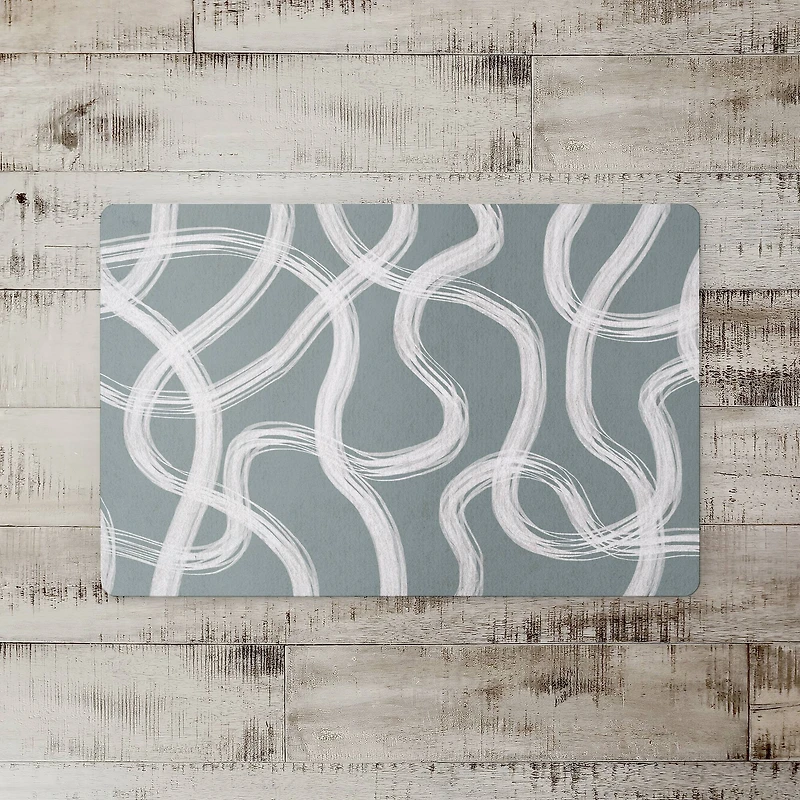 White Strokes on Gray Floor Mat, 27" x 18*