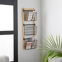 34" Black Metal Farmhouse Magazine Rack