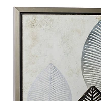 White & Gray Contemporary Leaf Framed Wall Art