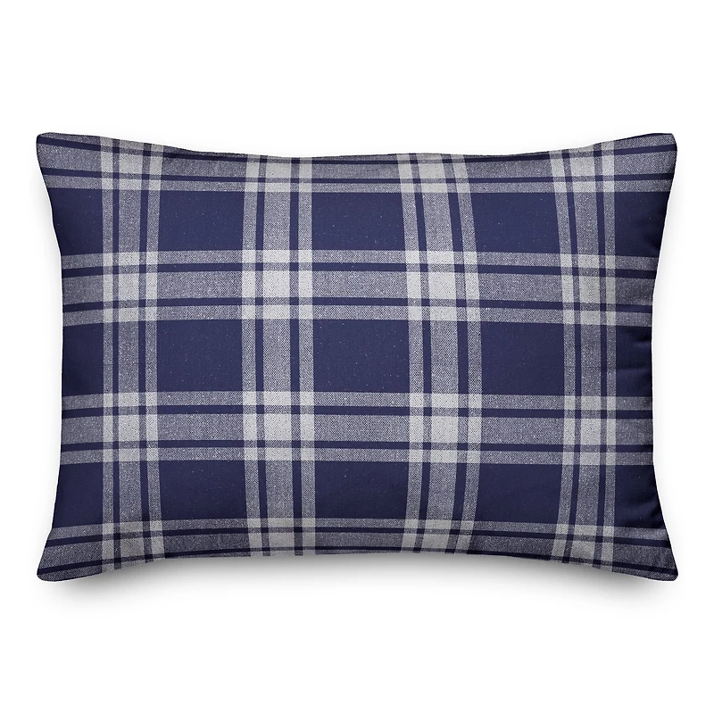 Navy Plaid 14" x 20" Indoor / Outdoor Pillow