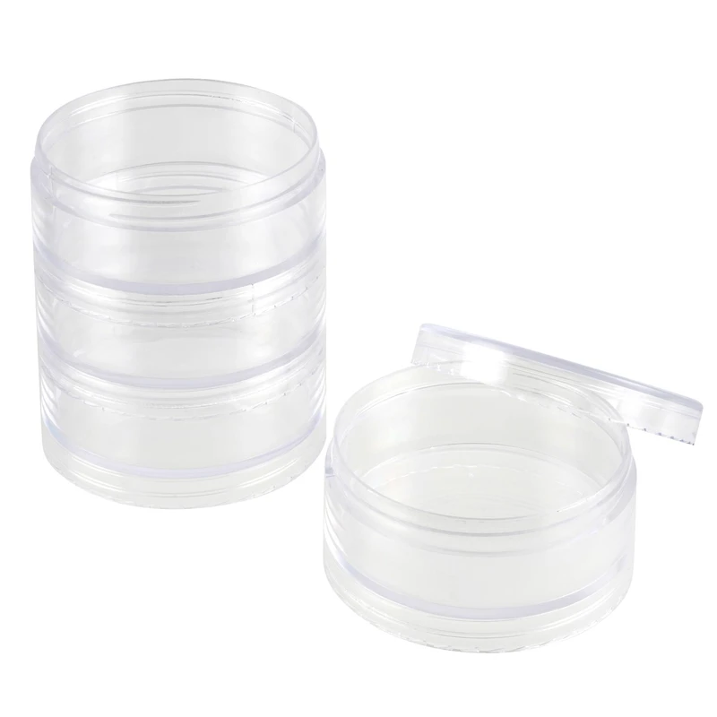 3" Clear 4-Container Round Bead Storage Stack by Bead Landing™