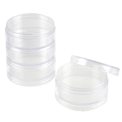 3" Clear 4-Container Round Bead Storage Stack by Bead Landing™