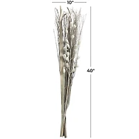 40" Gray Dried Plant Floral Bouquet Branch Natural Foliage with Grass Stems