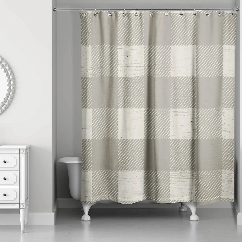Taupe Buffalo Check Shower Curtain