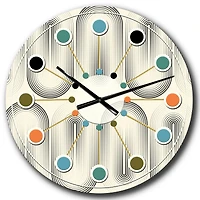 Designart 'Retro Curved Minimal Geometric Ornament I Mid-Century Modern Wall Clock
