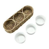 Hello Honey® Hand-Woven Seagrass Basket & Ceramic Bowls Set