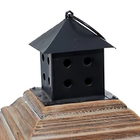 23" Brown Chinese Fir Traditional Candle Holder Lantern