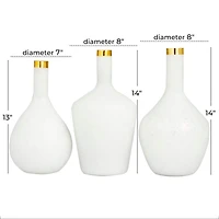 Set of 3" White Glass Glam Vases, 13" x 8" x 8"