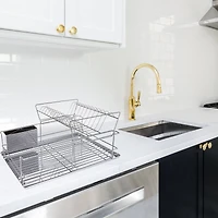 MegaChef 15.5" Stainless Iron Dish Rack with Shelf