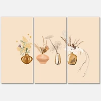 Designart - Bouquets Of Wildflowers In Gold Vases II