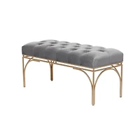 Grey Metal Glam Bench, 19" x 39" x 17"