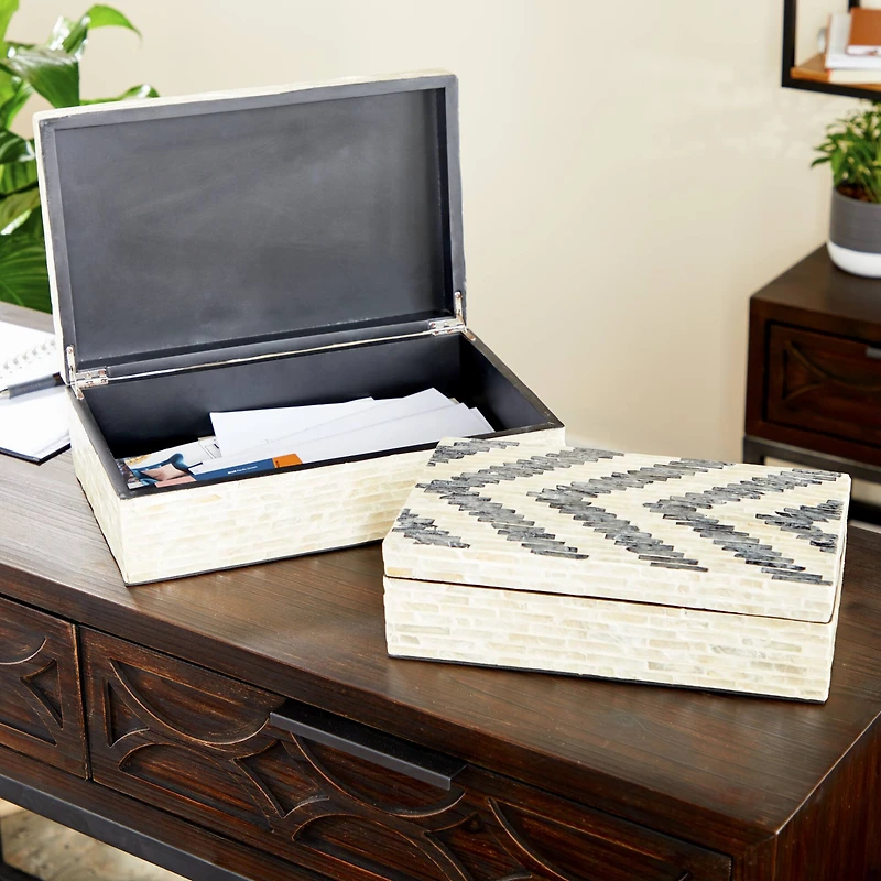 Cream Chevron Wood Modern Box Set