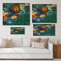 Designart - Colour Butterflies On A Gree