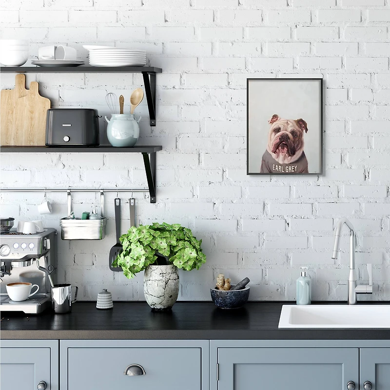 Stupell Industries Earl Grey English Bulldog Black Framed Wall Art