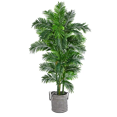 6ft. Curvy Parlor Artificial Palm Tree in Handmade and Natural Jute and Cotton Planter