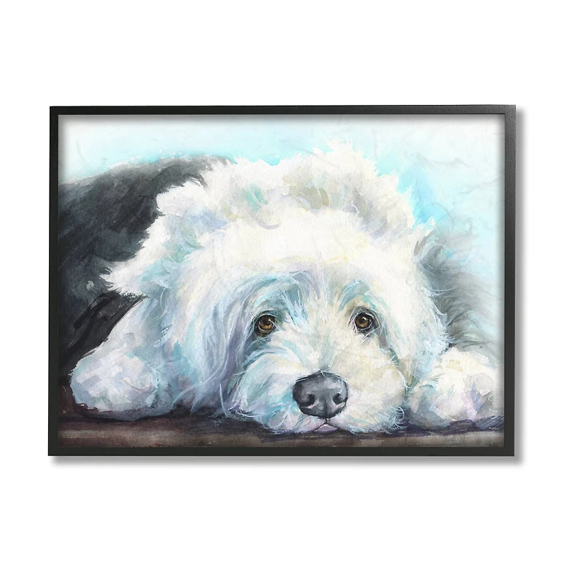 Stupell Industries Fluffy Old English Sheepdog Puppy Resting Framed Wall Art