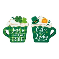 Glitzhome® 5.25" Wooden St. Patrick's Coffee Cup Table Décor Set