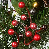 30" Frosted Pine Berry Collection Wreaths with Big White Edged Pine Cones, Red Berries, Silver Glittered Eucalyptus Leaves & Warm White LED Lights