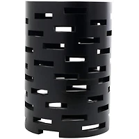 Black Wood Brick Inspired Cutout Geometric Accent Table