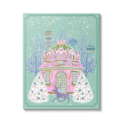 Stupell Industries Vintage Pastel Holiday Reindeer Canvas Wall Art