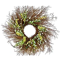 24" Spring White & Cream Forsythia Wreath