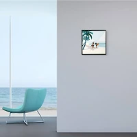 Stupell Industries Women with Surfboards under Coastal Palm Trees,12" x 12"