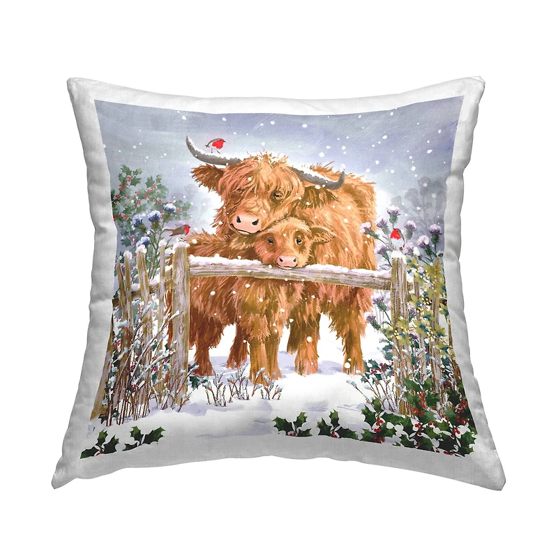Stupell Industries Cuddling Cattle Farm Pillow