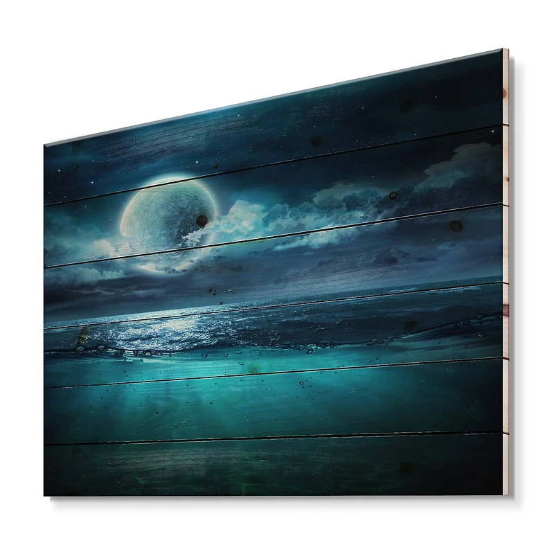 Designart - Romantic Moon Over Deep Blue Sea II