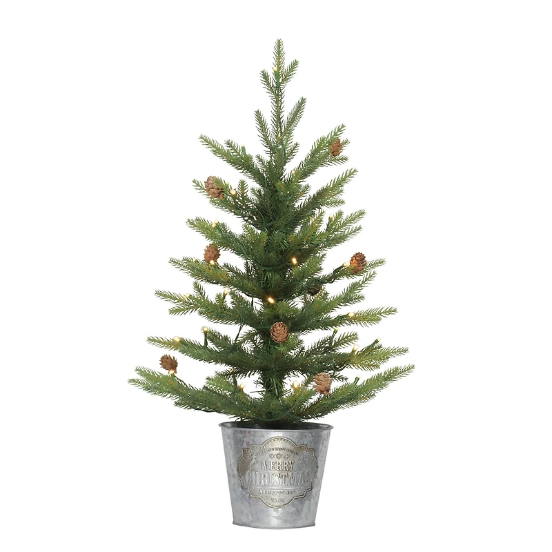 6 Pack: 2ft. Pre-Lit Artificial Christmas Tree in Metal Pot, Clear Lights