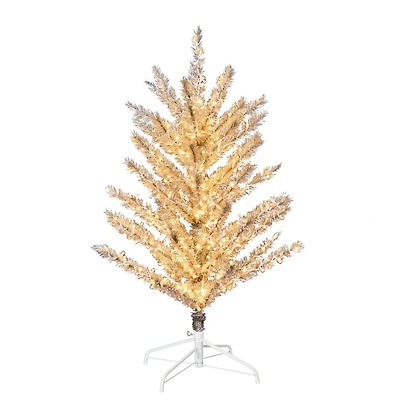 4ft. Pre-Lit Vintage Aluminum Artificial Christmas Tree, Warm White LED Lights