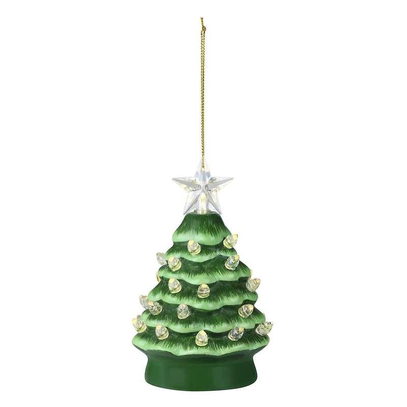 Mr. Christmas 5" Green with White Bulbs Nostalgic Tree Ornaments, 3ct.