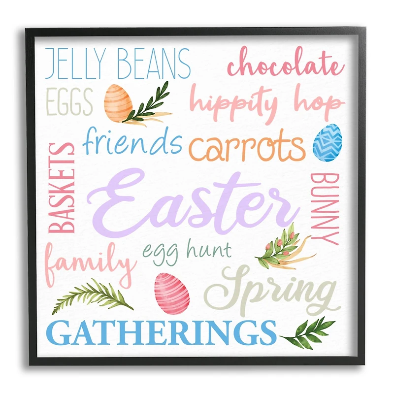 Stupell Industries Festive Easter Activity Sign Patterned Eggs Motif Framed Giclee Art