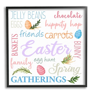 Stupell Industries Festive Easter Activity Sign Patterned Eggs Motif Framed Giclee Art