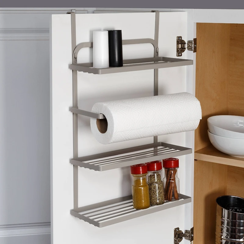 Honey Can Do Gray Spice Rack & Paper Towel Holder