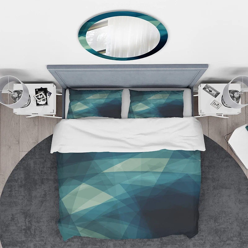 Designart 'Abstract Geometric Shades of Blue' Modern & Contemporary Bedding Set