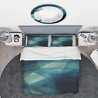 Designart 'Abstract Geometric Shades of Blue' Modern & Contemporary Bedding Set