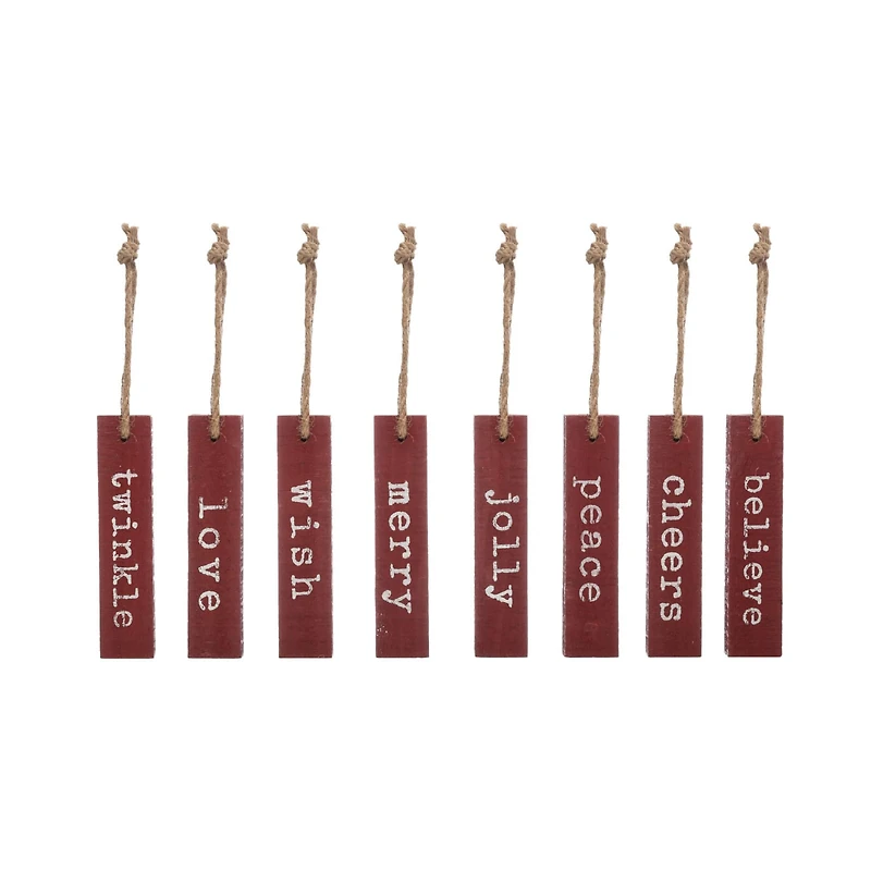 Hello Honey® 8" Red Wood Christmas Sentiment Wall Décor, 8ct.