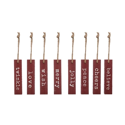 Hello Honey® 8" Red Wood Christmas Sentiment Wall Décor, 8ct.