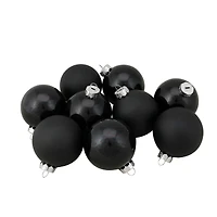 9ct. 2.5" Shiny & Matte Black Glass Ball Ornaments